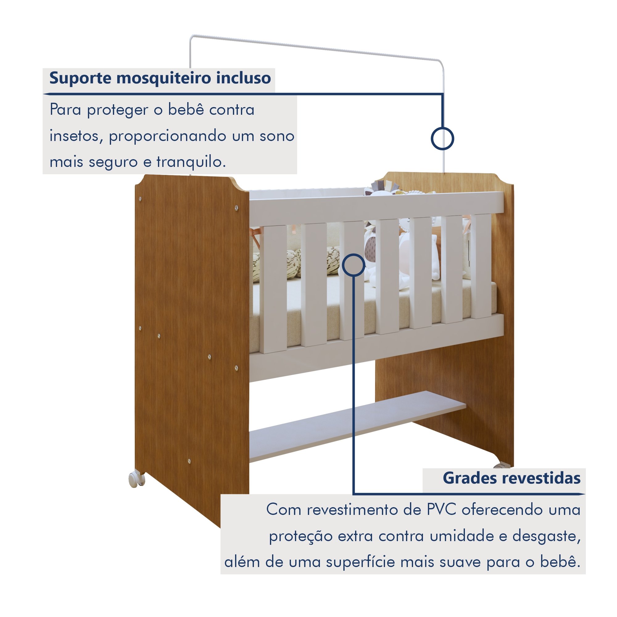 Mini Berço 100% MDF com Colchão Yescasa - 4