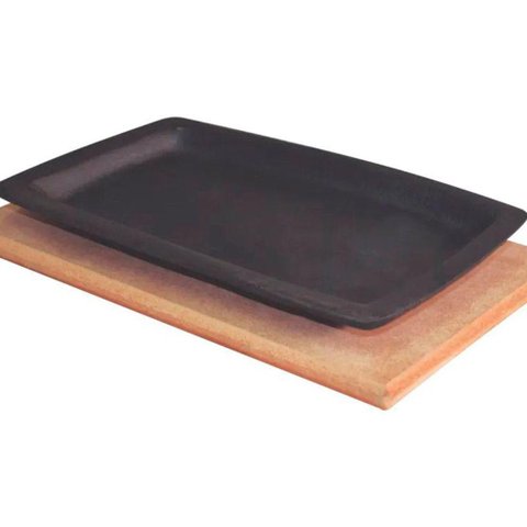 Jogo 10 Tepan 18x28cm Ferro Fundido e 10 Aparador Madeira