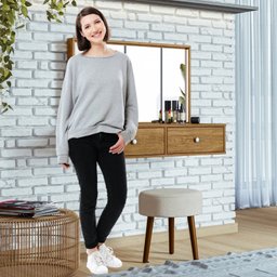 Penteadeira Camarim 100% MDF com Espelho e Led Onix - 8