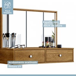 Penteadeira Camarim 100% MDF com Espelho e Led Onix - 5