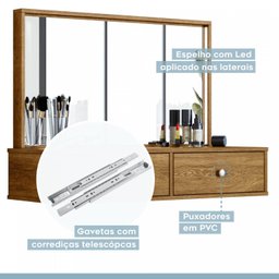 Penteadeira Camarim 100% MDF com Espelho e Led Onix - 6