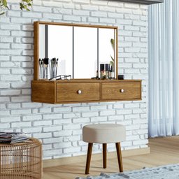 Penteadeira Camarim 100% MDF com Espelho e Led Onix - 1