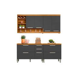 Cozinha Completa Burguesa Premium 4 Peças (2 Armários + 2 Balcões) C4p16 Freijo/grafite - Nesher - 1