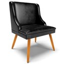 Ver imagem 3 de Kit 4 Cadeiras Decorativas Sala de Jantar Pés Palito de Madeira Firenze Pu Preto Brilho/natural G19