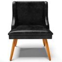 Ver imagem 4 de Kit 4 Cadeiras Decorativas Sala de Jantar Pés Palito de Madeira Firenze Pu Preto Brilho/natural G19