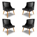 Ver imagem 1 de Kit 4 Cadeiras Decorativas Sala de Jantar Pés Palito de Madeira Firenze Pu Preto Brilho/natural G19
