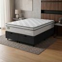 Ver imagem 7 de Cama Box com Baú Queen Minotauro Ortopédico D33 Euro Pillow Colchão Jacquard Linho Branco e Preto