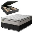Ver imagem 1 de Cama Box com Baú Queen Minotauro Ortopédico D33 Euro Pillow Colchão Jacquard Linho Branco e Preto
