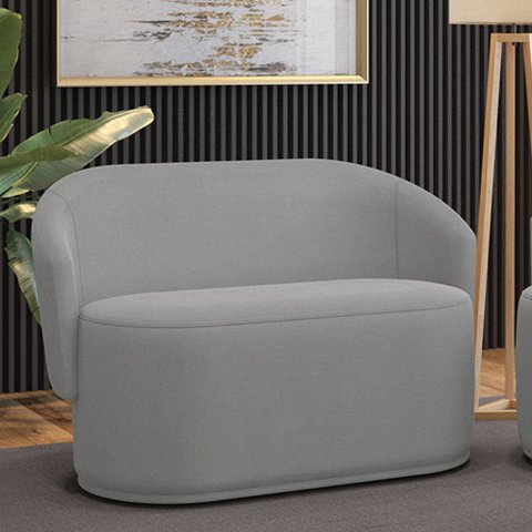 Sofá 2 Lugares Namoradeira Orgânica para Sala Malu Suede Cinza M11 - D’Rossi