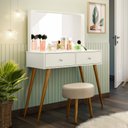 Ver imagem 1 de Penteadeira Camarim Retrô 100% MDF com Espelho Prisma