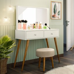 Penteadeira Camarim Retrô 100% MDF com Espelho Prisma - 1 Penteadeira Camarim Retrô 100% MDF com Espelho Prisma - 1