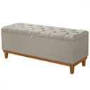 Ver imagem 1 de Recamier Baú Dubai Linho Palha Queen 1,50m Estofado Base Madeira