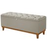 Recamier Baú Dubai Linho Palha Queen 1,50m Estofado Base Madeira - 1