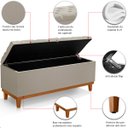 Ver imagem 6 de Recamier Baú Dubai Linho Palha Queen 1,50m Estofado Base Madeira