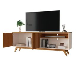 Rack para Tv até 65 Polegadas Ripado Off White Freijó Buriti - 4