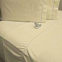 Ver imagem 2 de Jogo de Cama Casal 400 Fios Marfim Ponto Palito 4 Peças Casa Dona
