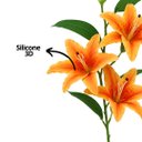 Ver imagem 3 de Haste Lírio Permanente 3D Silicone Laranja 100cm com 3 Flores e 1 Botão