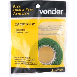 Fita dupla face acrílica 19mmx2m incolor - Vonder - 2