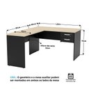 Ver imagem 3 de Conjunto Escrivaninha Mesa de Canto em L Ilha 4 Lugares Office Carvalho e Preto 