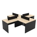Ver imagem 1 de Conjunto Escrivaninha Mesa de Canto em L Ilha 4 Lugares Office Carvalho e Preto Bege