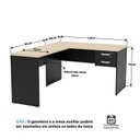 Ver imagem 3 de Conjunto Escrivaninha Mesa de Canto em L Ilha 4 Lugares Office Carvalho e Preto Bege
