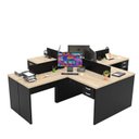 Ver imagem 5 de Conjunto Escrivaninha Mesa de Canto em L Ilha 4 Lugares Office Carvalho e Preto Bege