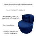 Ver imagem 3 de Poltrona Decorativa Orgânica Sala Recepção Suede Azul Marinho + Almofada