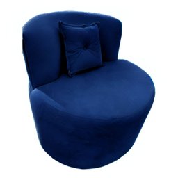 Poltrona Decorativa Orgânica Sala Recepção Suede Azul Marinho + Almofada - 4