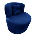 Ver imagem 4 de Poltrona Decorativa Orgânica Sala Recepção Suede Azul Marinho + Almofada