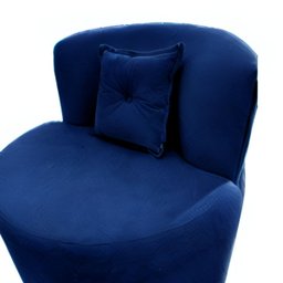 Poltrona Decorativa Orgânica Sala Recepção Suede Azul Marinho + Almofada - 5