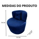Ver imagem 6 de Poltrona Decorativa Orgânica Sala Recepção Suede Azul Marinho + Almofada