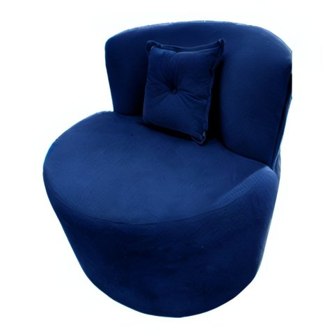 Poltrona Decorativa Orgânica Sala Recepção Suede Azul Marinho + Almofada