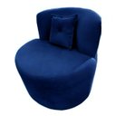 Ver imagem 1 de Poltrona Decorativa Orgânica Sala Recepção Suede Azul Marinho + Almofada