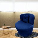 Ver imagem 2 de Poltrona Decorativa Orgânica Sala Recepção Suede Azul Marinho + Almofada