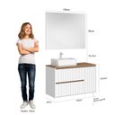 Ver imagem 3 de Gabinete para Banheiro com Cuba e Espelho 100cm Toronto Yescasa Branco/Carvalho