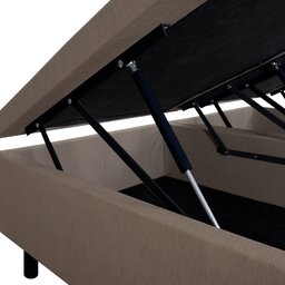 Cama Box com Baú Queen 158x198x42 Cm com Pistão a Gás Courino Linho - 6