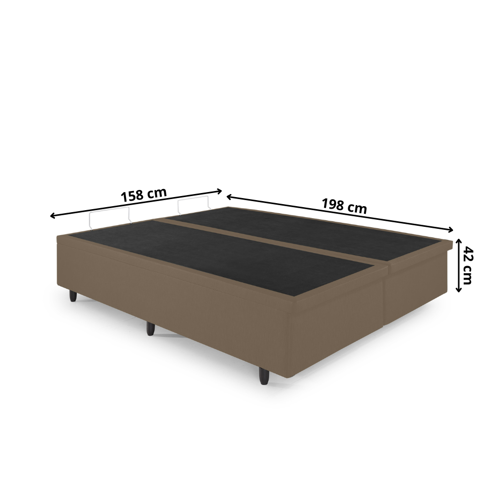 Cama Box com Baú Queen 158x198x42 Cm com Pistão a Gás Courino Linho - 2