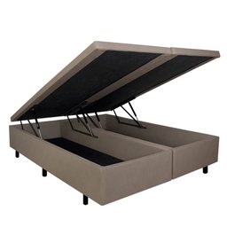 Cama Box com Baú Queen 158x198x42 Cm com Pistão a Gás Courino Linho - 8