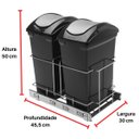 Ver imagem 3 de Lixeira Dupla 15L de Embutir com Corrediças Telescópicas Deslizantes Giosul Preto