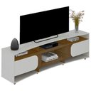 Ver imagem 7 de Rack Tv 85 com 7 Nichos 2 Portas 2 Prateleiras Elegance Off White / Pinho