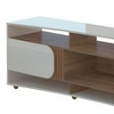 Ver imagem 3 de Rack Tv 85 com 7 Nichos 2 Portas 2 Prateleiras Elegance Off White / Pinho