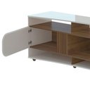 Ver imagem 5 de Rack Tv 85 com 7 Nichos 2 Portas 2 Prateleiras Elegance Off White / Pinho