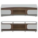 Ver imagem 2 de Rack Tv 85 com 7 Nichos 2 Portas 2 Prateleiras Elegance Off White / Pinho