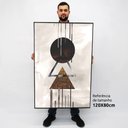 Ver imagem 2 de Quadro Decorativo em Canvas Abstrato Geométrico - Moldura Branca - 120 x 80cm