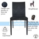 Ver imagem 7 de Kit 6 Cadeiras Rattan Preta em Pp para Restaurantes Sala de Jantar Cozinha Área Externa Ecomhome