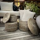 Ver imagem 4 de Kit 03 Pcs Cesto Fibra Natural com Tampa Decorativo