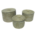 Ver imagem 5 de Kit 03 Pcs Cesto Fibra Natural com Tampa Decorativo