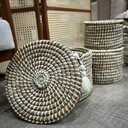 Ver imagem 3 de Kit 03 Pcs Cesto Fibra Natural com Tampa Decorativo