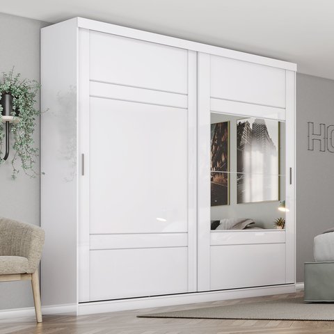 Guarda-Roupa Roupeiro 2 Portas Deslizantes 3 Gavetas Del Mare Henn Branco