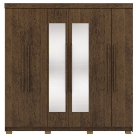 Guarda Roupa Casal 6 Portas 2g Espelho 218 Cm Imbuia Vlr